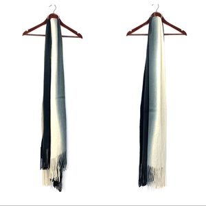 Steve Madden Striped Colorblock Ombré Knit Tassel Fringe Scarf Supersoft Fuzzy